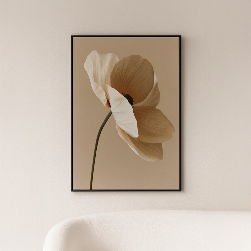Quadro Canvas Neutro Flor Bege - Imagem 5