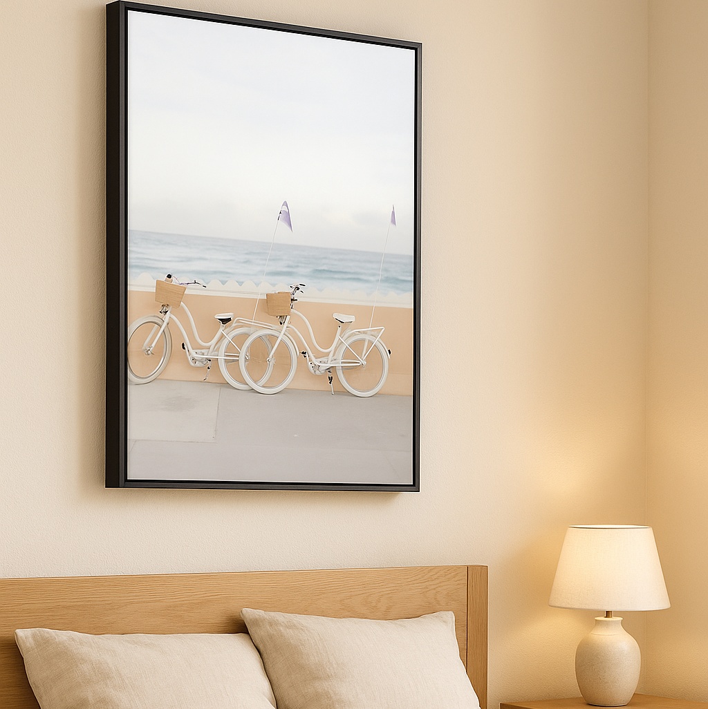 Quadro Canvas Praia Bicicletas a Beira Mar