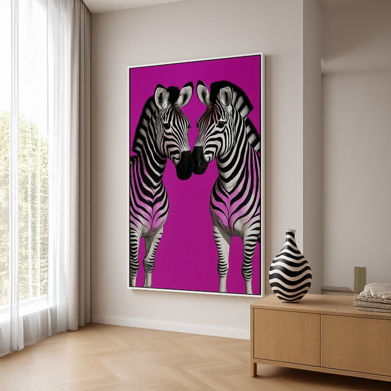 quadro canvas zebras roxas pop art