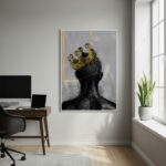 Quadro Decorativo Arte Abstrata Negro Com Coroa - 70x50cm