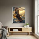 Quadro Decorativo Arte Águia e Chave - 70x50cm