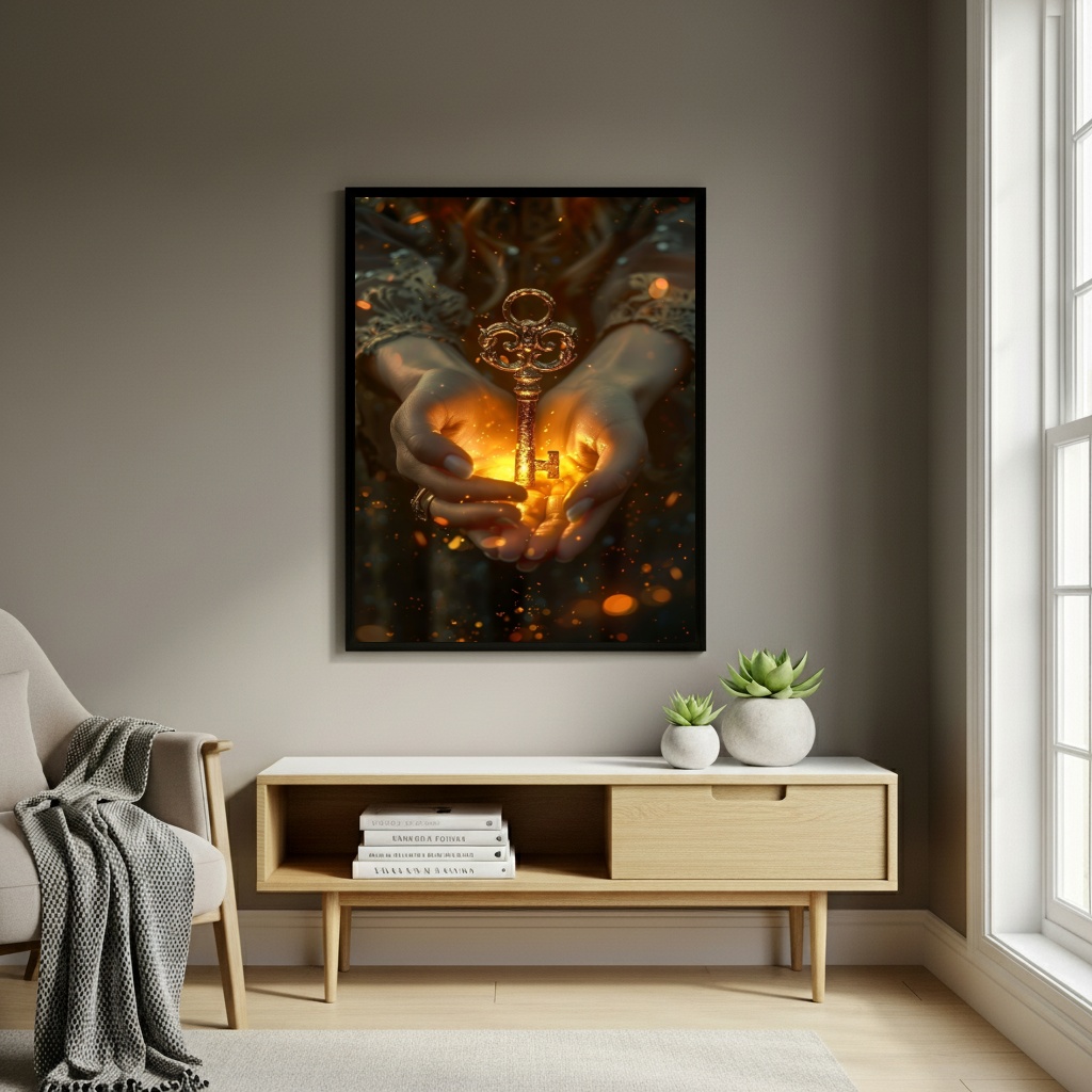 Quadro Decorativo Arte Inspirada Chave Mágica - 70x50cm