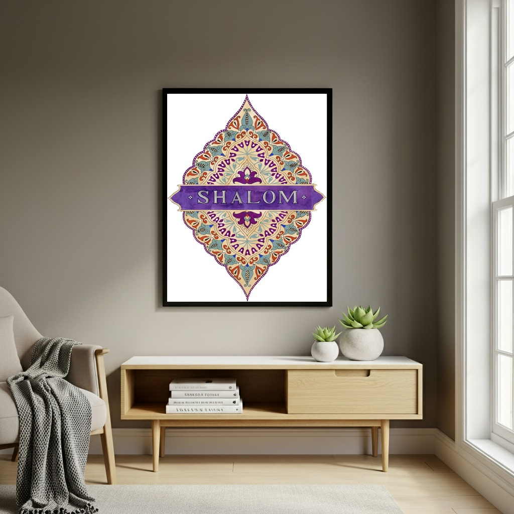 Quadro Decorativo Arte Judaica Shalom - 70x50cm