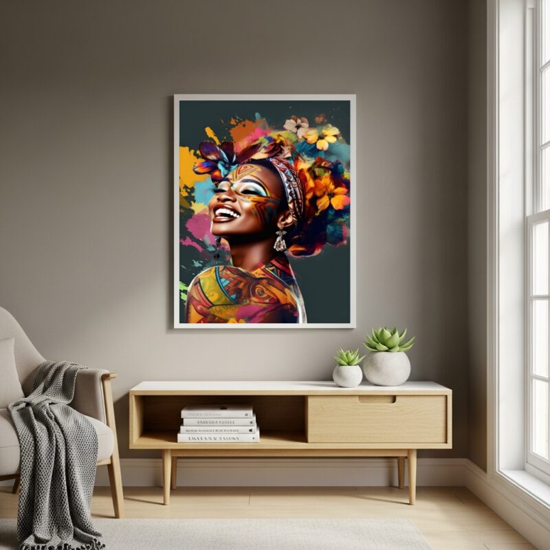 Quadro Decorativo Arte Mulher Africana - 70x50cm