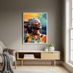 Quadro Decorativo Arte Vibrante Mulher Africana - 70x50cm
