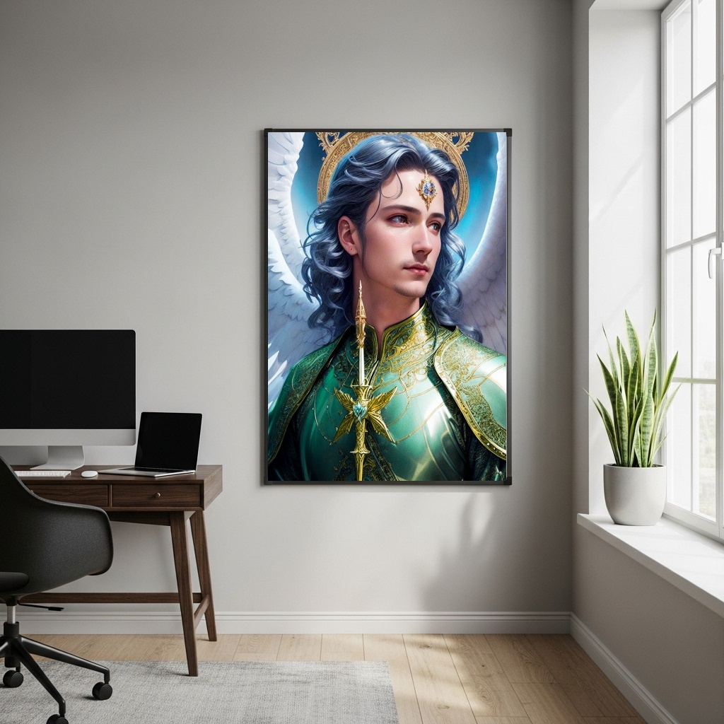 Quadro Decorativo Arte do Arcanjo Rafael - 70x50cm