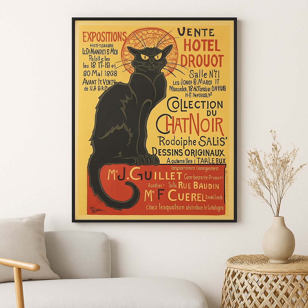 Quadro Decorativo Canvas Gato Chat Noir