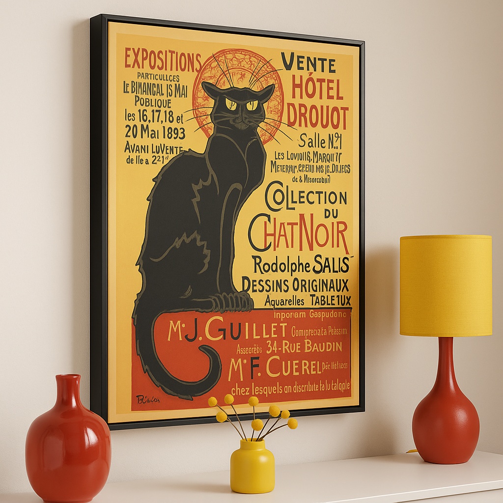 Quadro Decorativo Canvas Gato Chat Noir