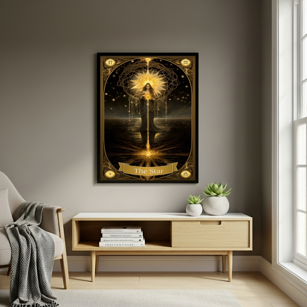 Quadro Decorativo Carta de Tarô A Estrela - 70x50cm