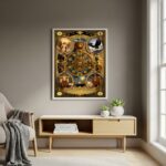 Quadro Decorativo Carta de Tarô A Roda da Fortuna - 70x50cm