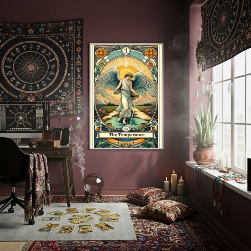 Quadro Decorativo Carta de Tarô A Temperança - 70x50cm