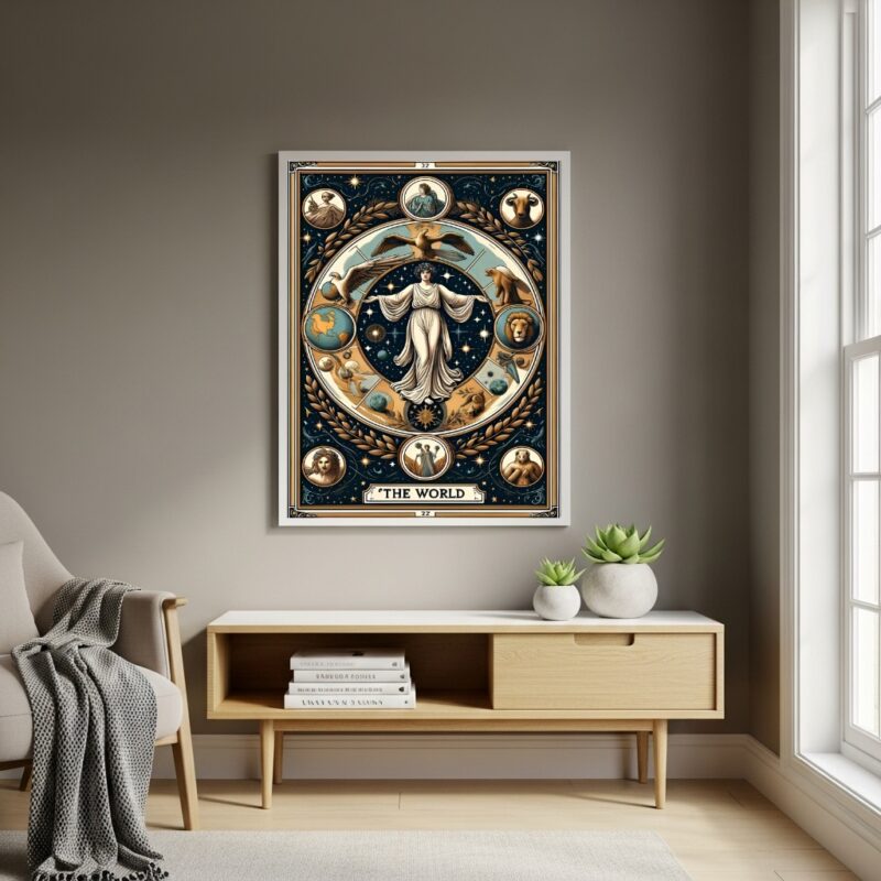 Quadro Decorativo Carta de Tarô O Mundo - 70x50cm