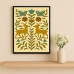 Quadro Decorativo Cervos Folk Art