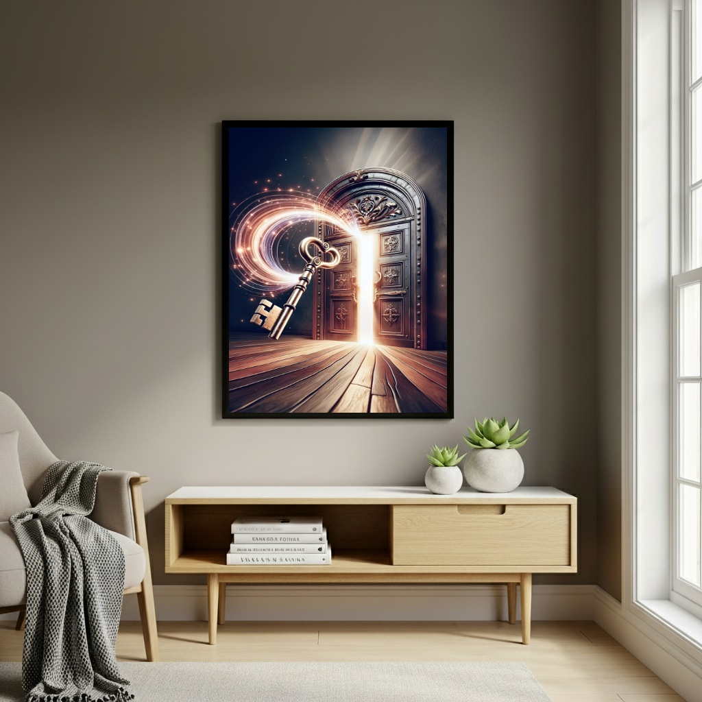 Quadro Decorativo Chave para a Porta Mágica - 70x50cm