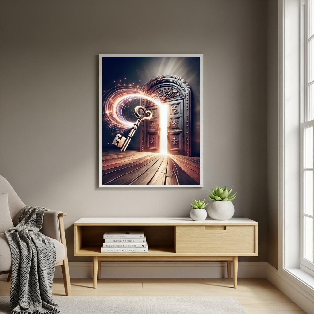 Quadro Decorativo Chave para a Porta Mágica - 70x50cm