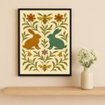 Quadro Decorativo Coelhos Folk Art