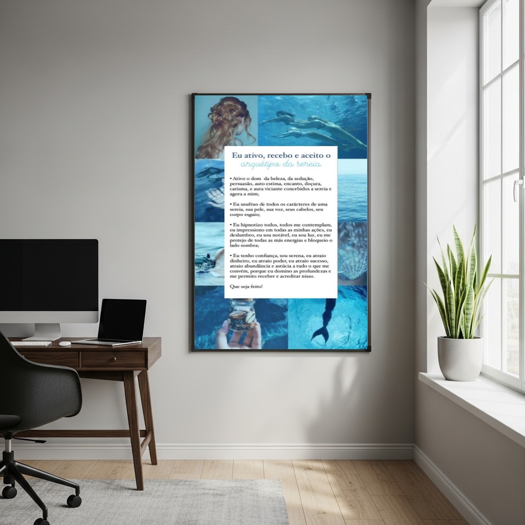 Quadro Decorativo Colagem Arquétipo da Sereia - 70x50cm