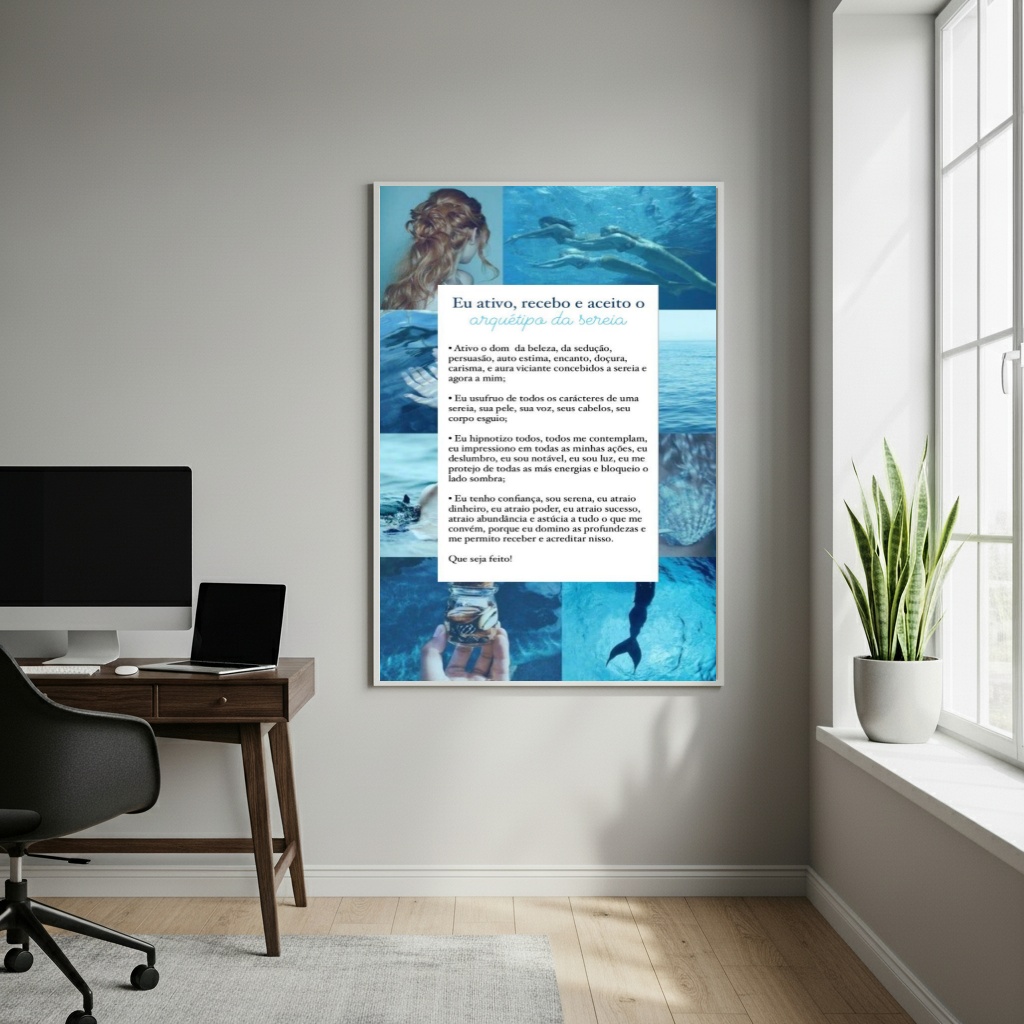 Quadro Decorativo Colagem Arquétipo da Sereia - 70x50cm