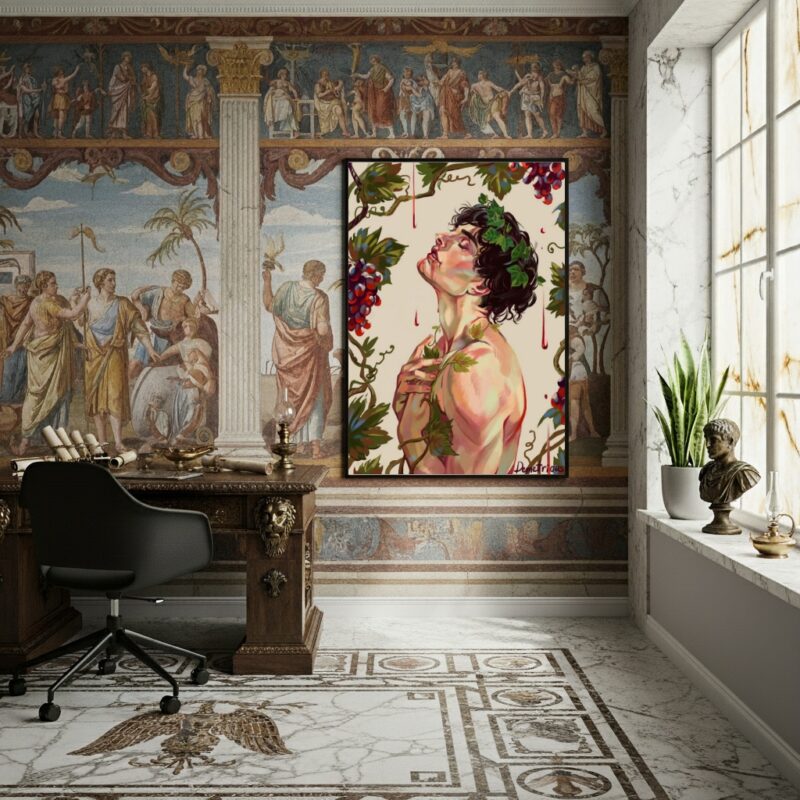 Quadro Decorativo Dionísio - O Deus Grego do Vinho-70x50cm