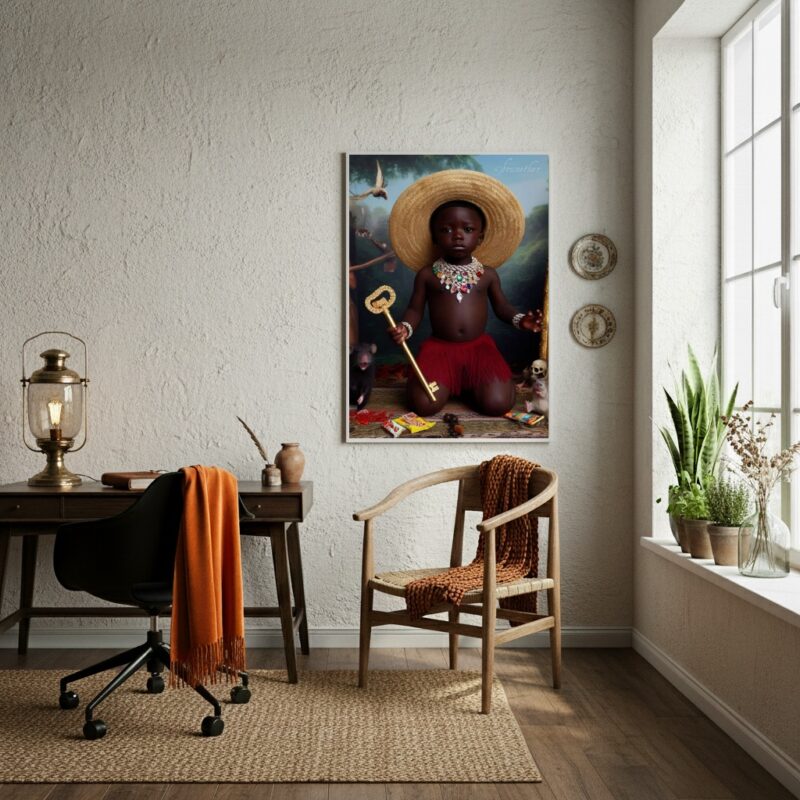 Quadro Decorativo Eleguá- Orixá dos Caminhos - 70x50cm