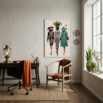 Quadro Decorativo Estilo Colagem Mulheres Retrô - 70x50cm