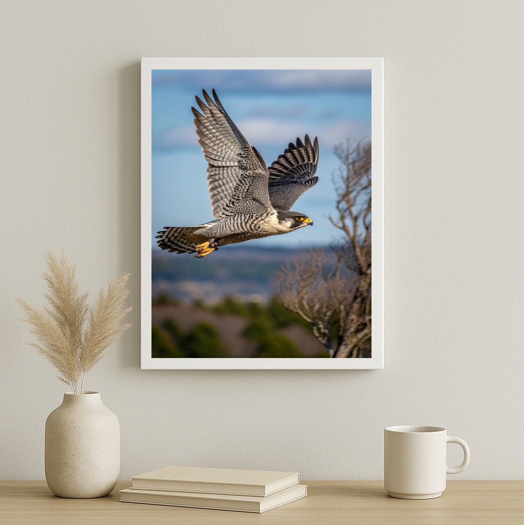 Quadro Decorativo Falcão Peregrino - Em Voo