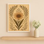Quadro Decorativo Flor Vintage Folk Art