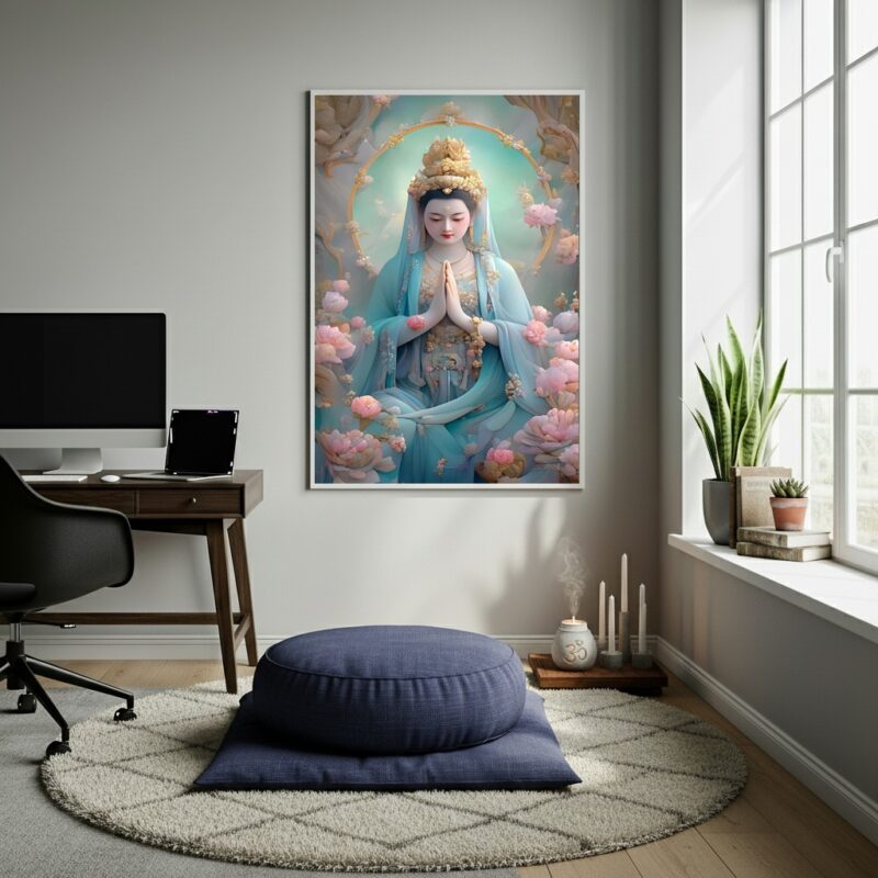 Quadro Decorativo Guanyin - Figura de compaixão - 70x50cm