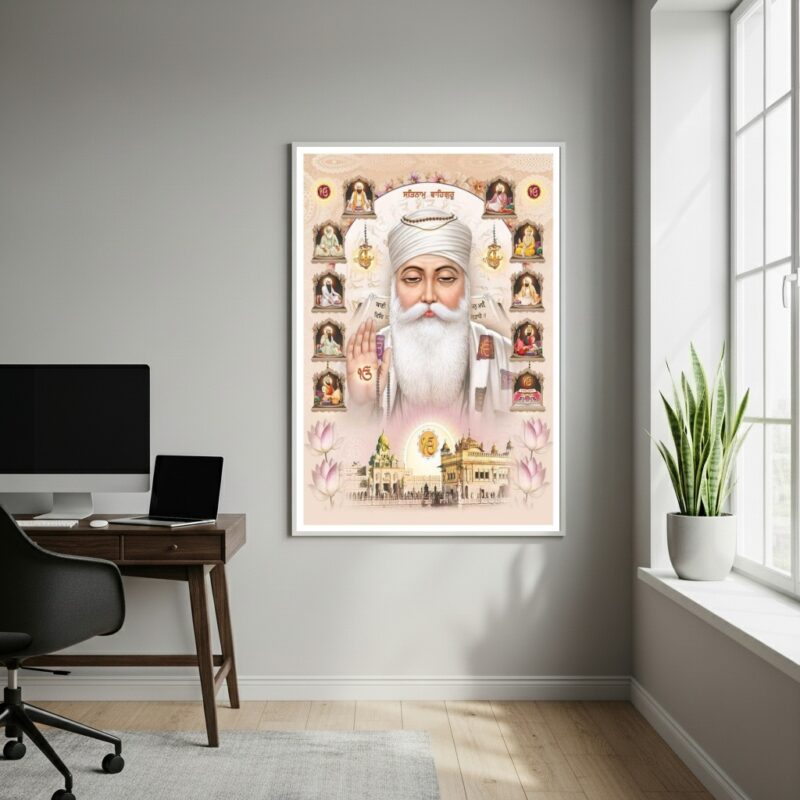 Quadro Decorativo Guru Nanak e os Dez Gurus Sikh - 70x50cm