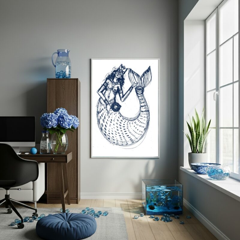 Quadro Decorativo Iemanjá - Protetora das Águas - 70x50cm