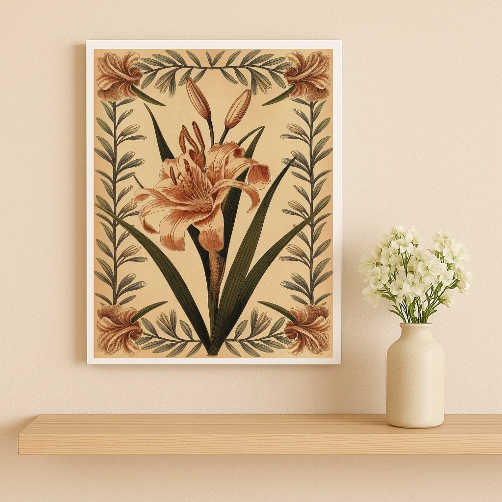 Quadro Decorativo Ilustração Flor Vintage