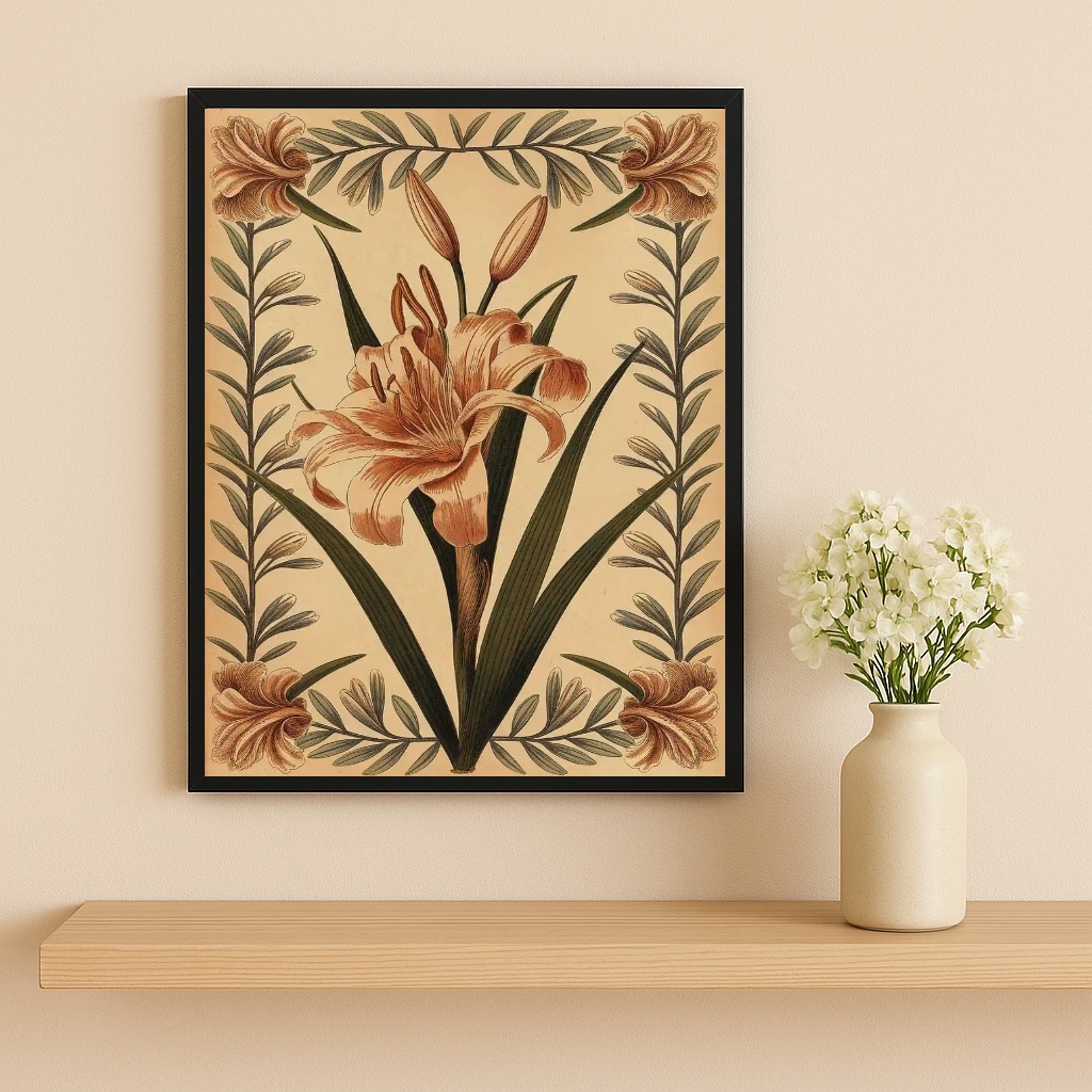 Quadro Decorativo Ilustração Flor Vintage