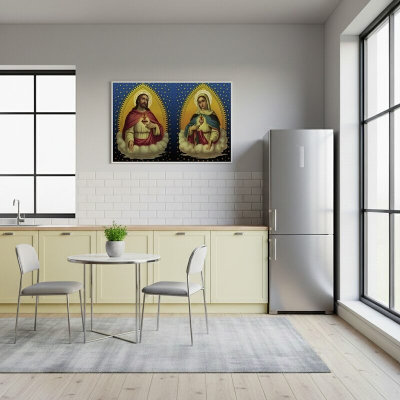 Quadro Decorativo Jesus Cristo e Maria Mãe de Deus - 50x70cm