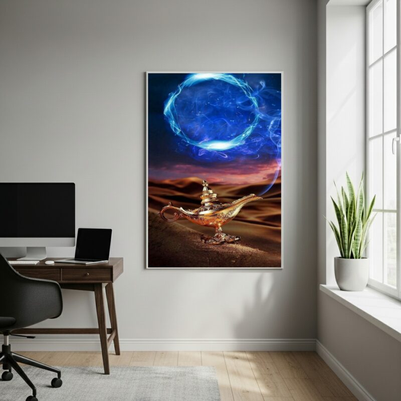 Quadro Decorativo Lâmpada Mágica do Gênio - 70x50cm