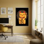 Quadro Decorativo Maneki Neko - Gato da Sorte - 70x50cm