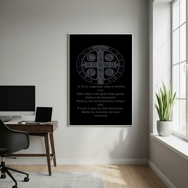 Quadro Decorativo Medalha de São Bento - Oração - 70x50cm