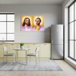 Quadro Decorativo Mestres Jesus e Saint Germain - 50x70cm
