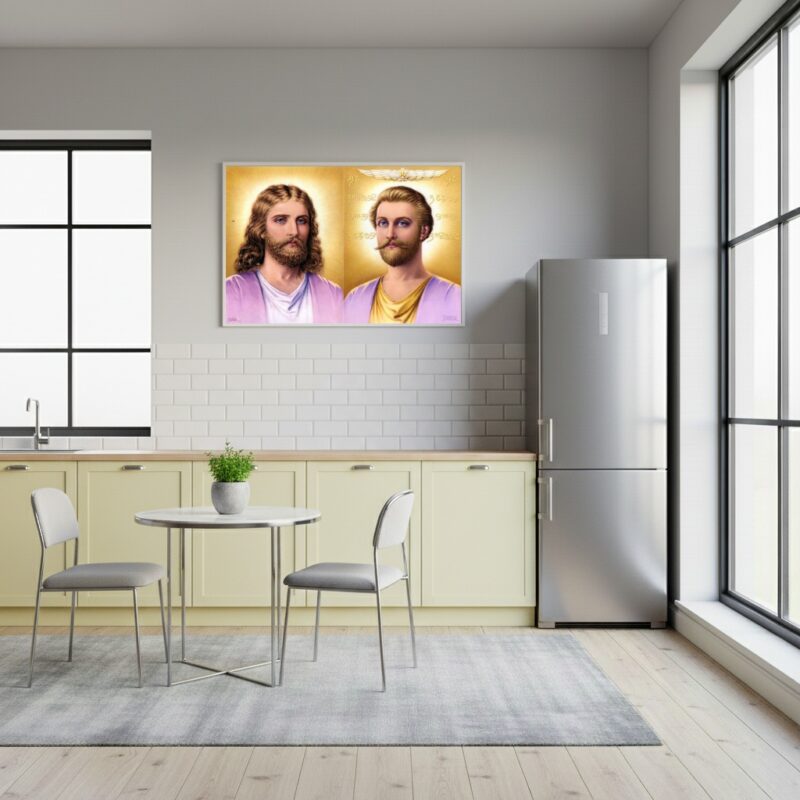 Quadro Decorativo Mestres Jesus e Saint Germain - 50x70cm