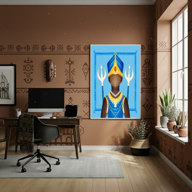 Quadro Decorativo Ogum - Orixá do Ferro - 70x50cm
