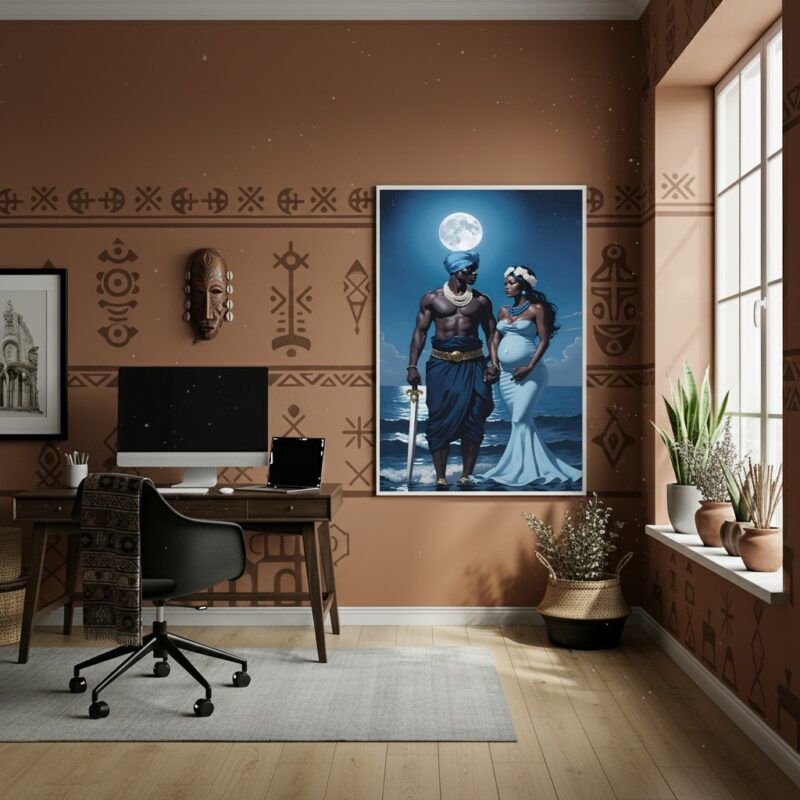 Quadro Decorativo Ogum e Iemanjá - 70x50cm