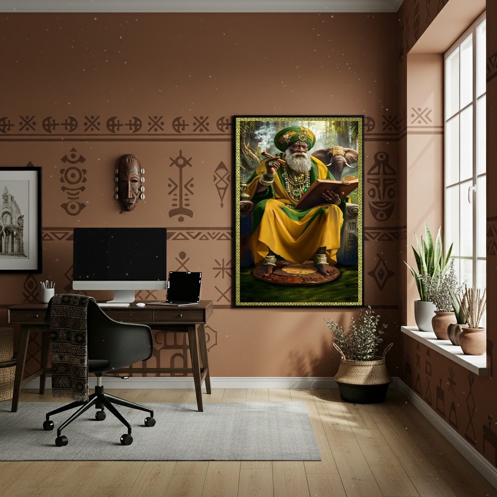 Quadro Decorativo Orixá Orunmila Orula Orunla-Ifá - 70x50cm