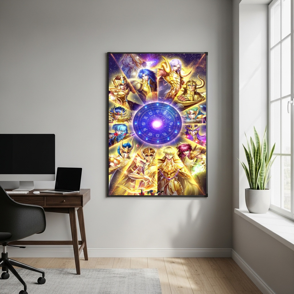 Quadro Decorativo Os Cavaleiros do Zodíaco - 70x50cm