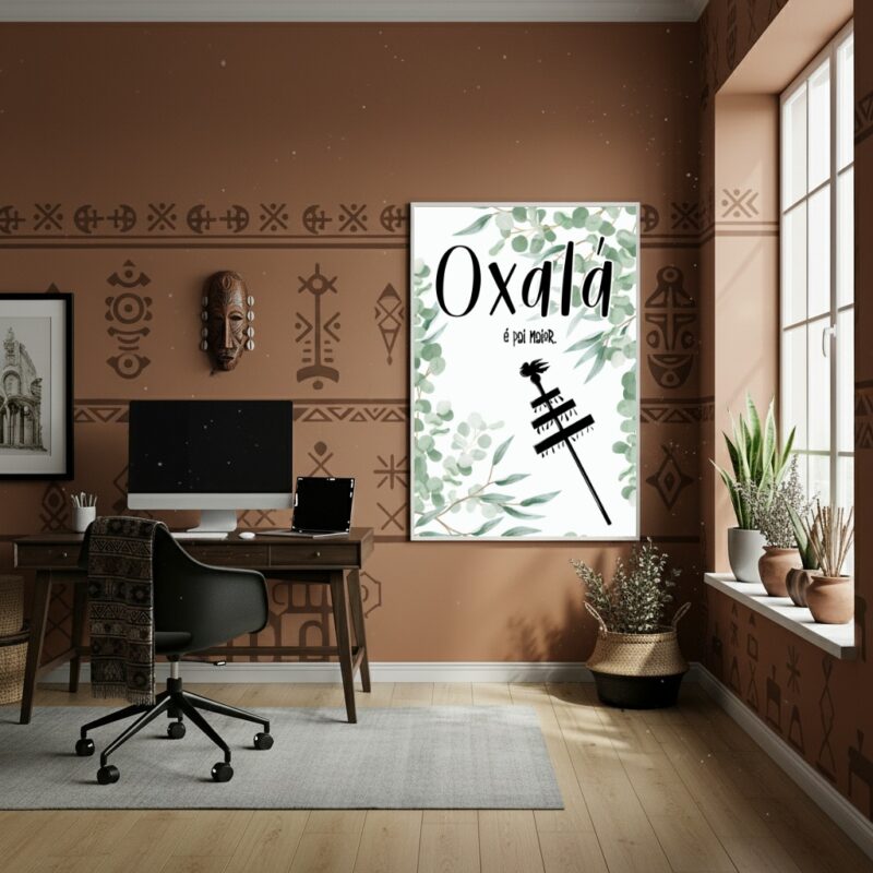 Quadro Decorativo Oxalá É Pai Maior - 70x50cm
