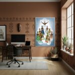 Quadro Decorativo Oxalá e Diversos Orixás - 70x50cm