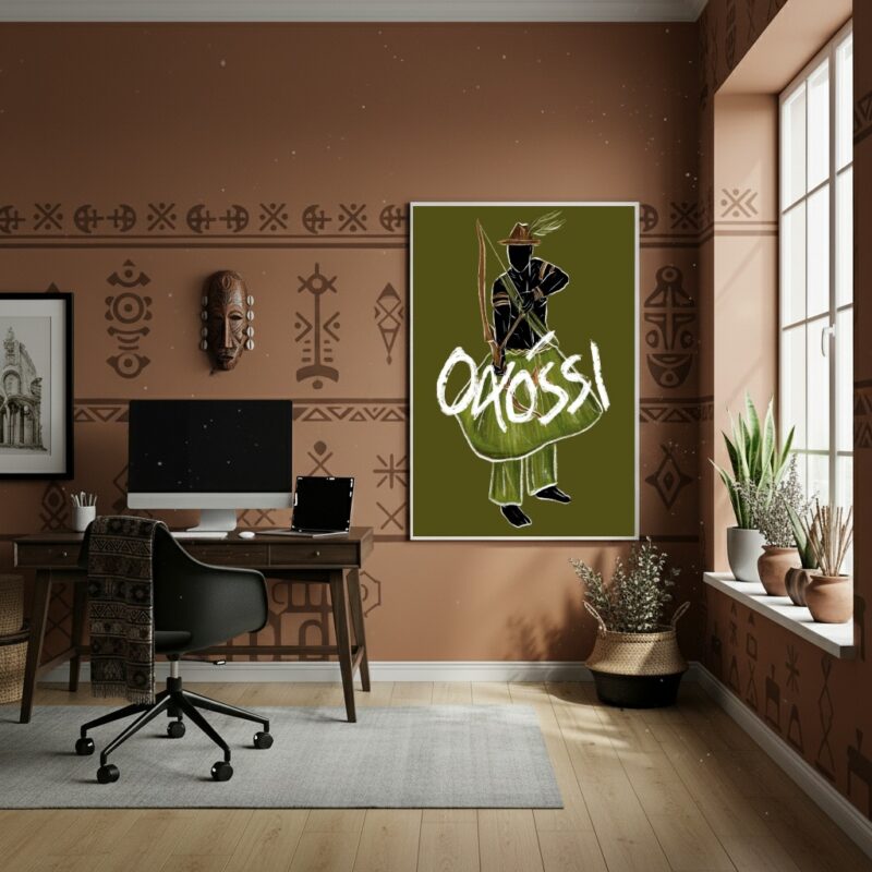 Quadro Decorativo Oxóssi - Orixá da Caça - 70x50cm