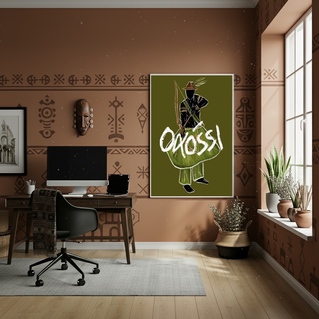 Quadro Decorativo Oxóssi - Orixá da Caça - 70x50cm