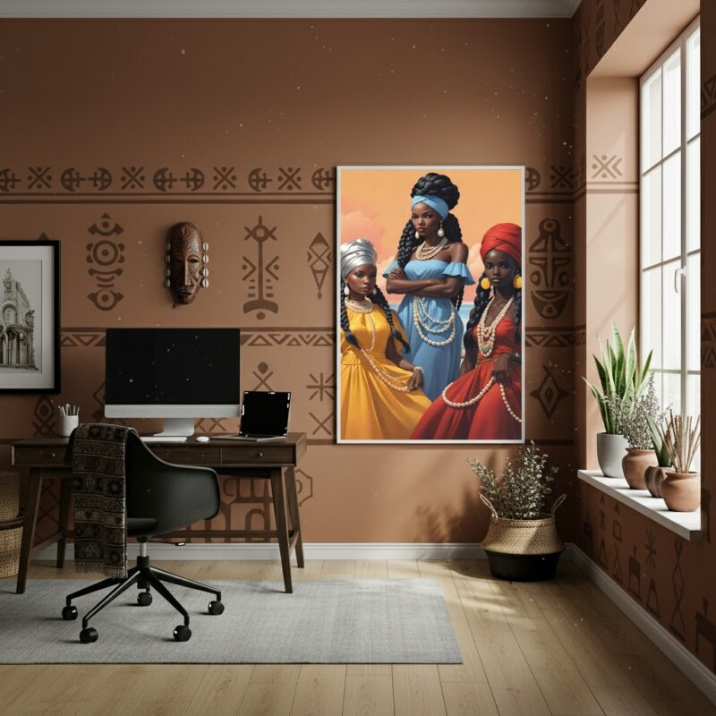 Quadro Decorativo Oxum Iemanjá e Iansã - Orixás - 70x50cm