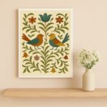 Quadro Decorativo Passarinhos Folk Art