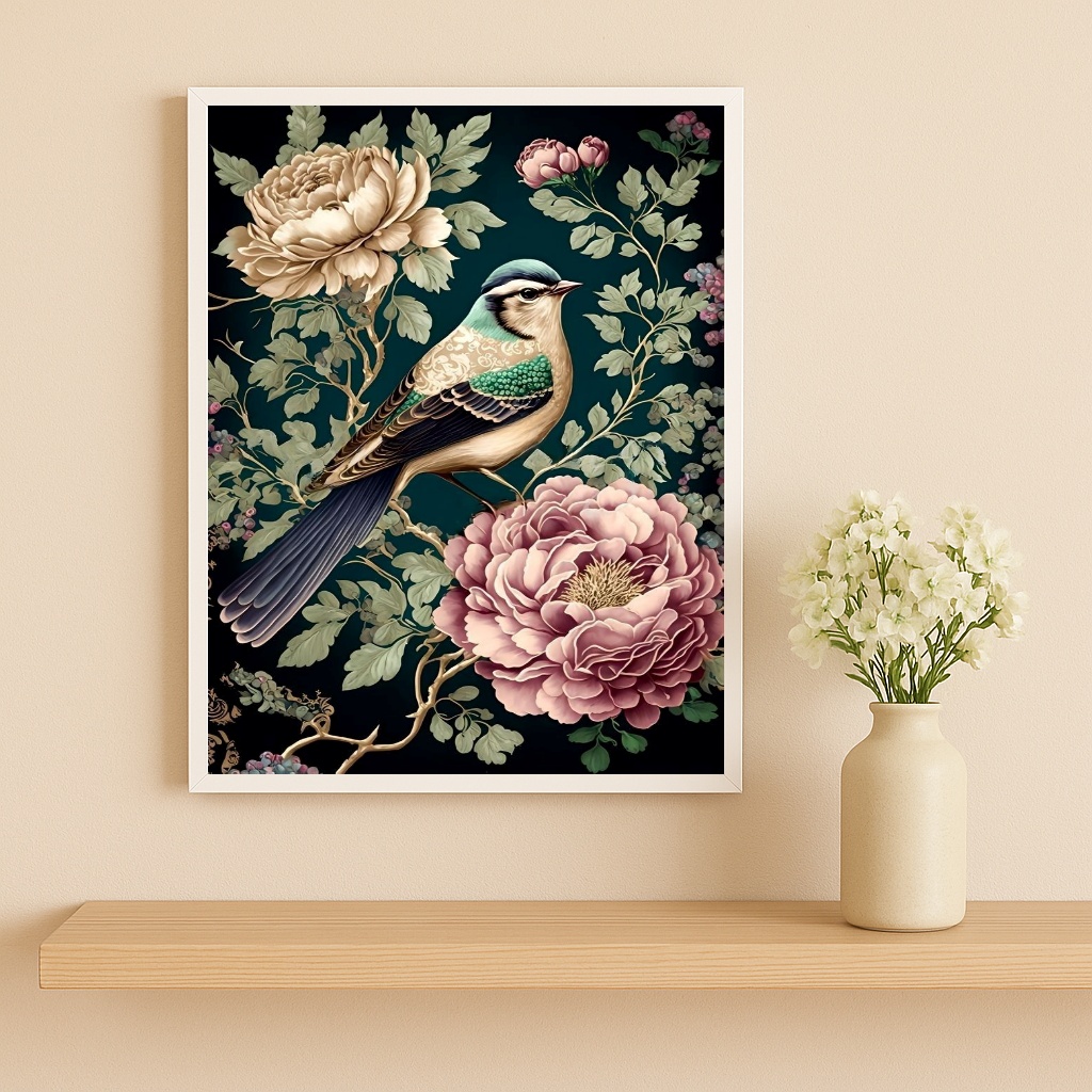 Quadro Decorativo Pássaro e Flores