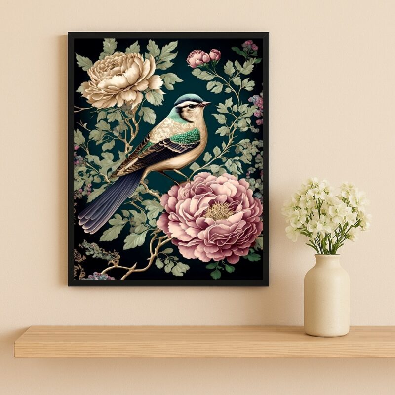 Quadro Decorativo Pássaro e Flores